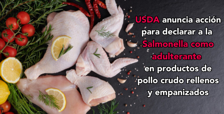 El USDA anuncia acción para declarar a la Salmonella como adulterante en productos de pollo crudo rellenos y empanizados